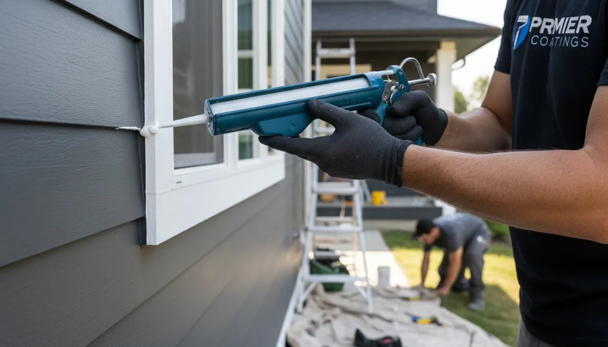Professional caulking and sealing on Knoxville TN home exterior for weather protection and durability