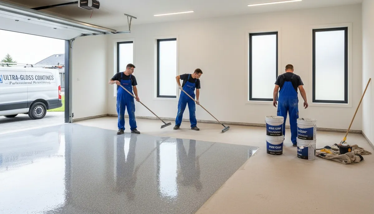 Professional epoxy garage floor coating in Knoxville, TN with smooth, durable finish