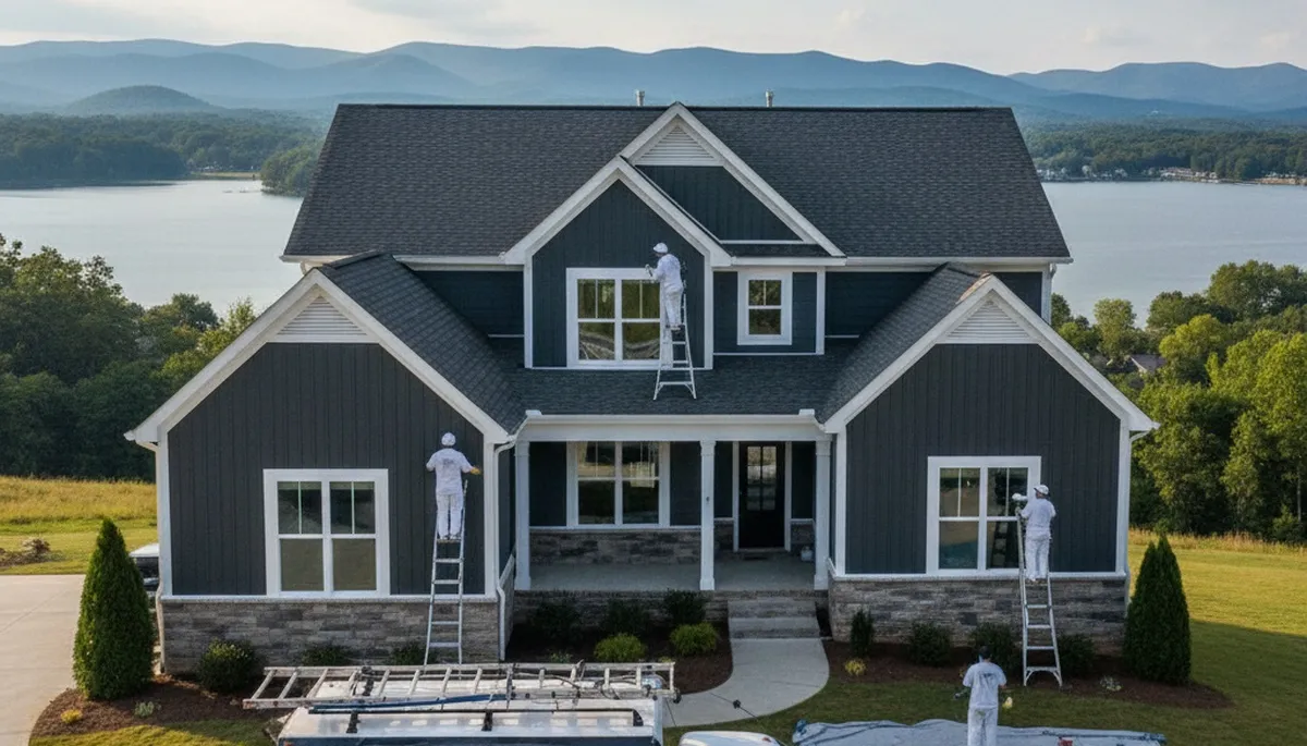 Professional house painters working on residential exterior in Knoxville, TN